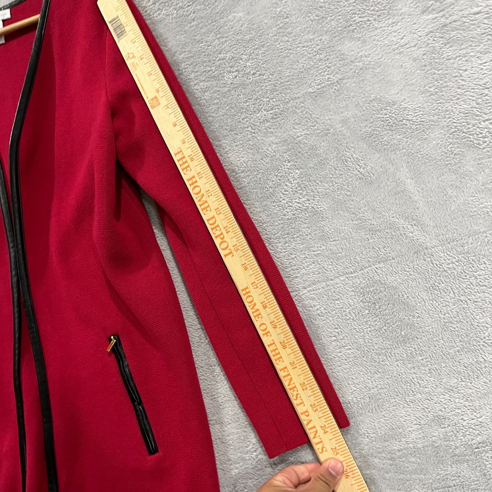 Charter Club Cardigan Womens Small Jacket Leather Trim Career Office‎ Academia - Picture 4 of 7